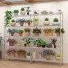 5 Tier Double Row Metal Display Shelf with Adjustable Feet Chrome Plated Iron Storage Rack Adjustable Height 147×35×180cm Freestanding Organizer for H