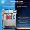 Commercial Slushy Machine, 2 x 12L / 3.17 Gal Double Tanks, Cool and Freeze Modes, Stainless Steel Margarita Smoothie Frozen Drink Maker