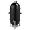 Vertical Steel Charcoal Smoker, Heavy Duty Three Layer Round BBQ Grill Smokey Mountain Cooker for Outdoor Cooking, Black
