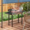 BBQ Rotisserie Charcoal Grill for Chicken Turkey with 3-Level Grate Storage Shelves Stainless Steel