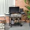 Propane Gas Grill 4+1 Burner 40000 BTU BBQ Trolley with Warming Rack Shelves Bottle Opener Thermometer