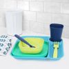 24-Piece Plastic Kids Dinnerware Set â€“ Blue, Teal, Yellow & Navy, BPA-Free, Dishwasher Safe
