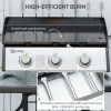 3 Burner Liquefied Gas Grill, Portable Tabletop BBQ Grill, for Camping, Picnic, Silver