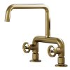 2-Handle 2 Holes Deck Mount Modern Kitchen Faucet With 360 ° Swivel Spout In Matte Black