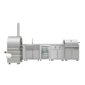 TMG Living Kitchen Pro Series 7-Piece Stainless Steel Modular Outdoor Kitchen Suite Set, 35" Refrigerator Cabinet, 32" BBQ, 4-Burner Gas Grill, Sink (Material: Box 03)