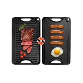 Rectangular BBQ Pan Cast Iron Reversible Grill Griddle (Type: 14x8.5 inch, Color: Black)