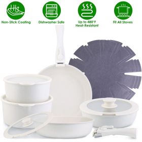 17Pcs Nonstick Cookware Set Induction Kitchen Pots And Pans Set With Detachable Handles Fast Even Heating Frying Pan Sauce Pan Oven Dishwasher Safe Fo (Color: AS  PIC)