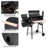 44*25*44 inches large capacity oil drum shaped double oven outdoor charcoal grill painted stainless steel with chimney portable windproof camping picn