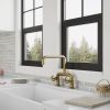 2-Handle 2 Holes Deck Mount Modern Kitchen Faucet With 360 ° Swivel Spout In Matte Black
